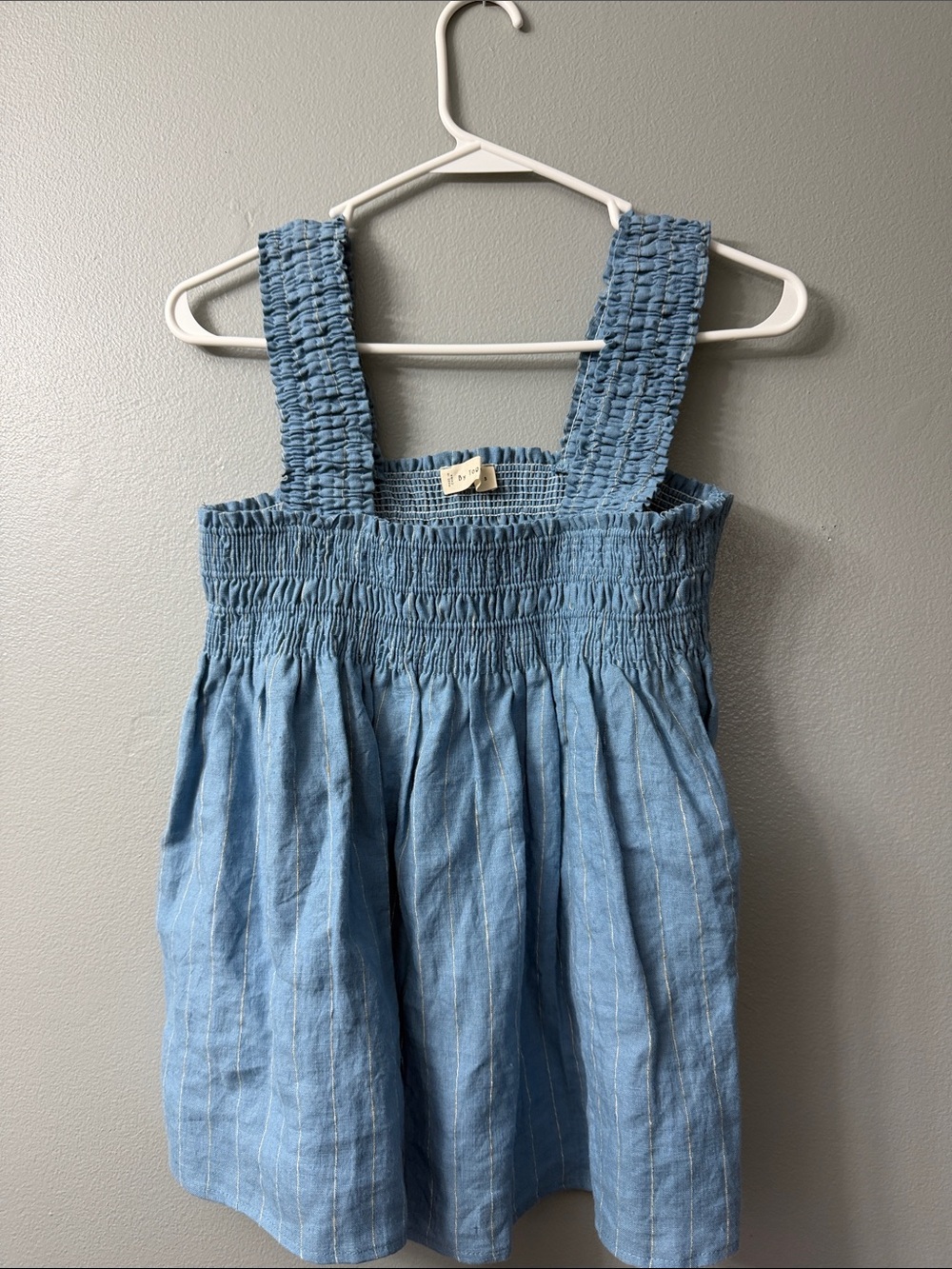 By together Anthropologie Light Blue Smocked Dress linen top small - Picture 1 of 6